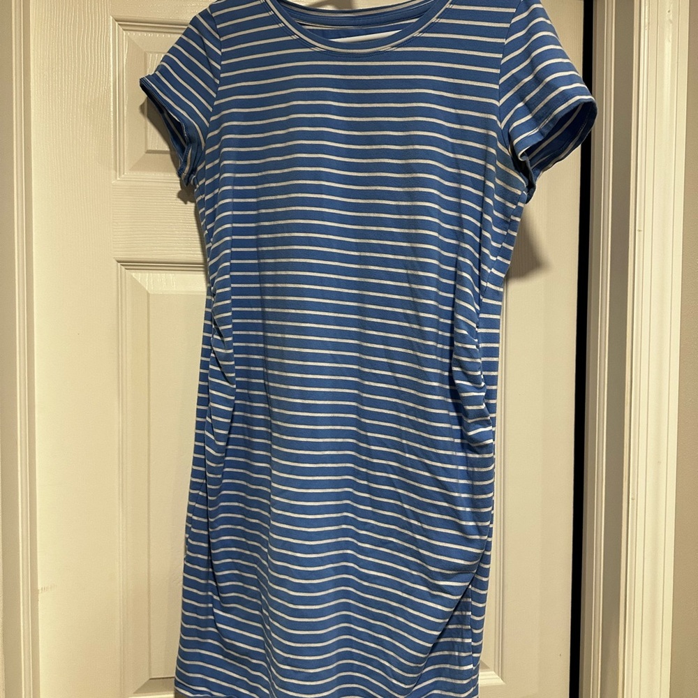 Sonoma Maternity Blue and White Striped T-Shirt Dress